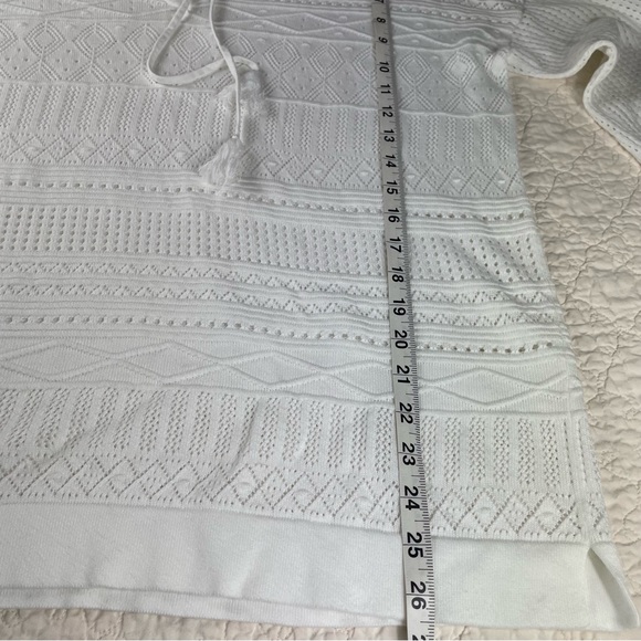 🔥Tommy Bahama White Sweater Open Knit Pullover V-neck Size L - Picture 10 of 11